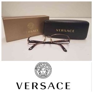 NWT Versace Brown Metal Rectangular Eyeglasses Italy Mod.1177 1045 52 16 135